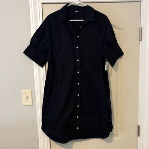 Old Navy Women's Black Button Down Shirt Dress
